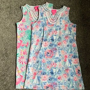 LILLY PULITZER SHIFT DRESSES GIRLS SIZE L 8/10 (lot of two)